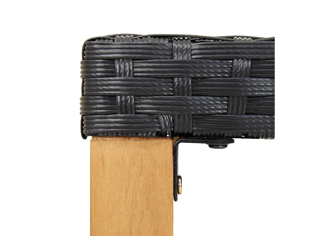 Banc de jardin 120 cm Noir Résine tressée et bois d'acacia