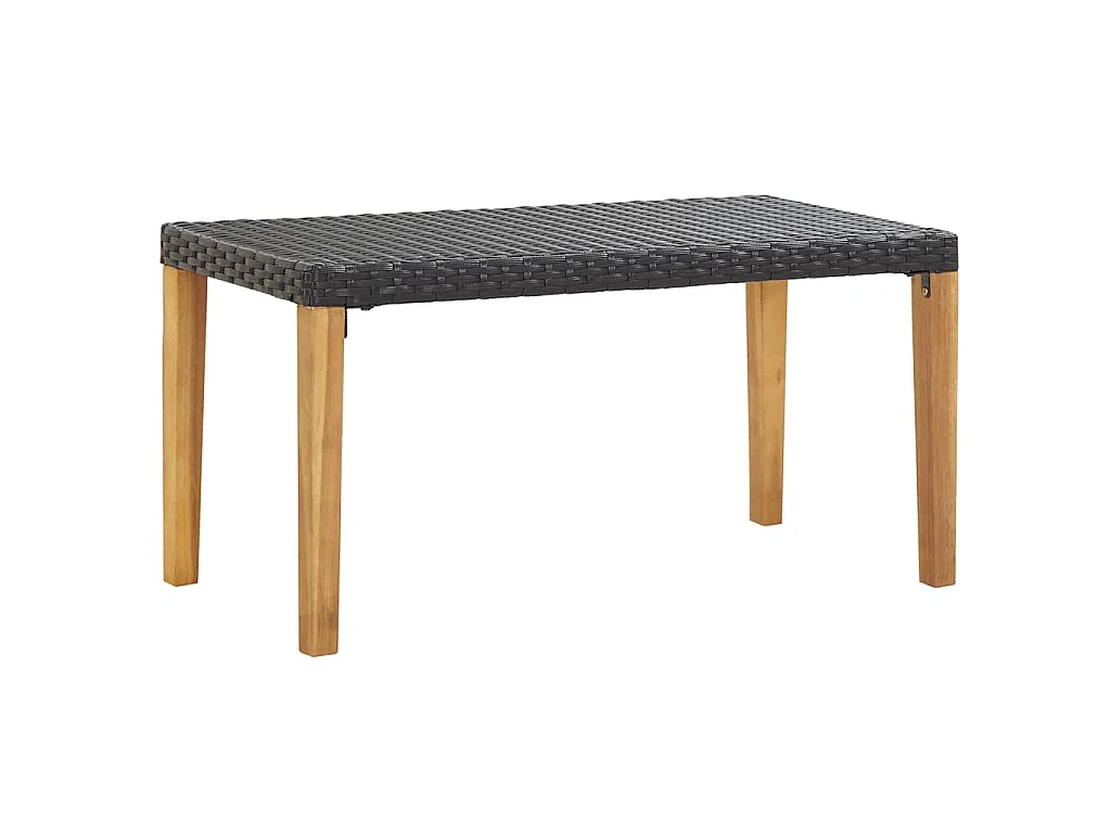 Banc de jardin 120 cm Noir Résine tressée et bois d'acacia