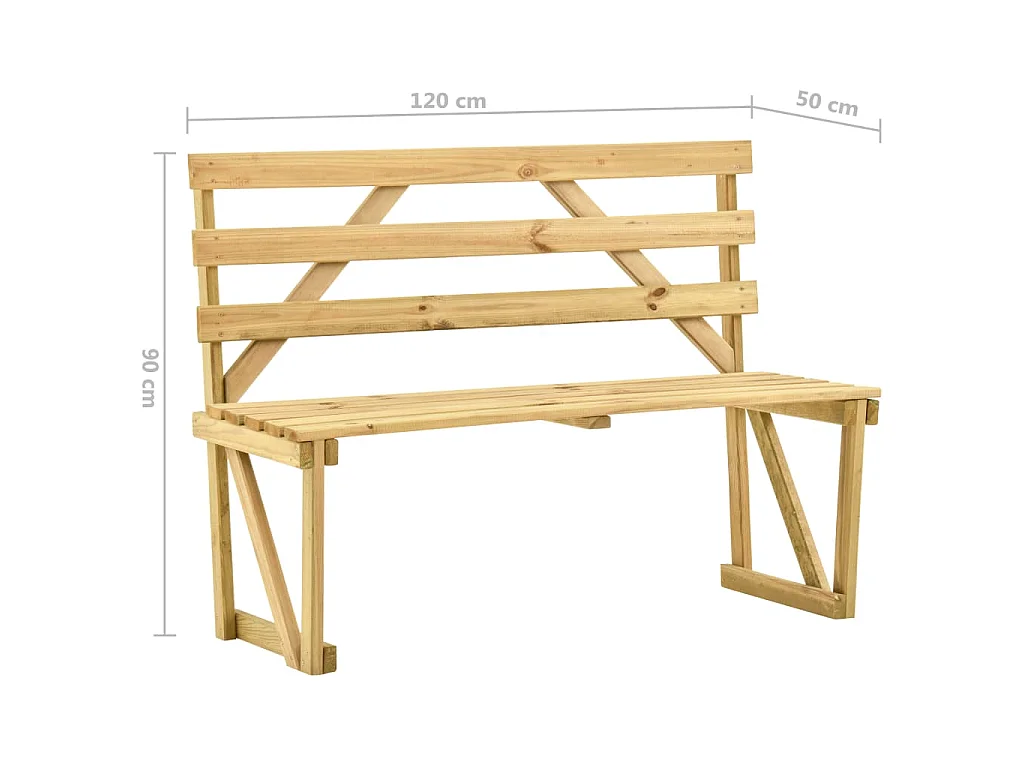 Tuinbank 120 cm geïmpregneerd grenenhout