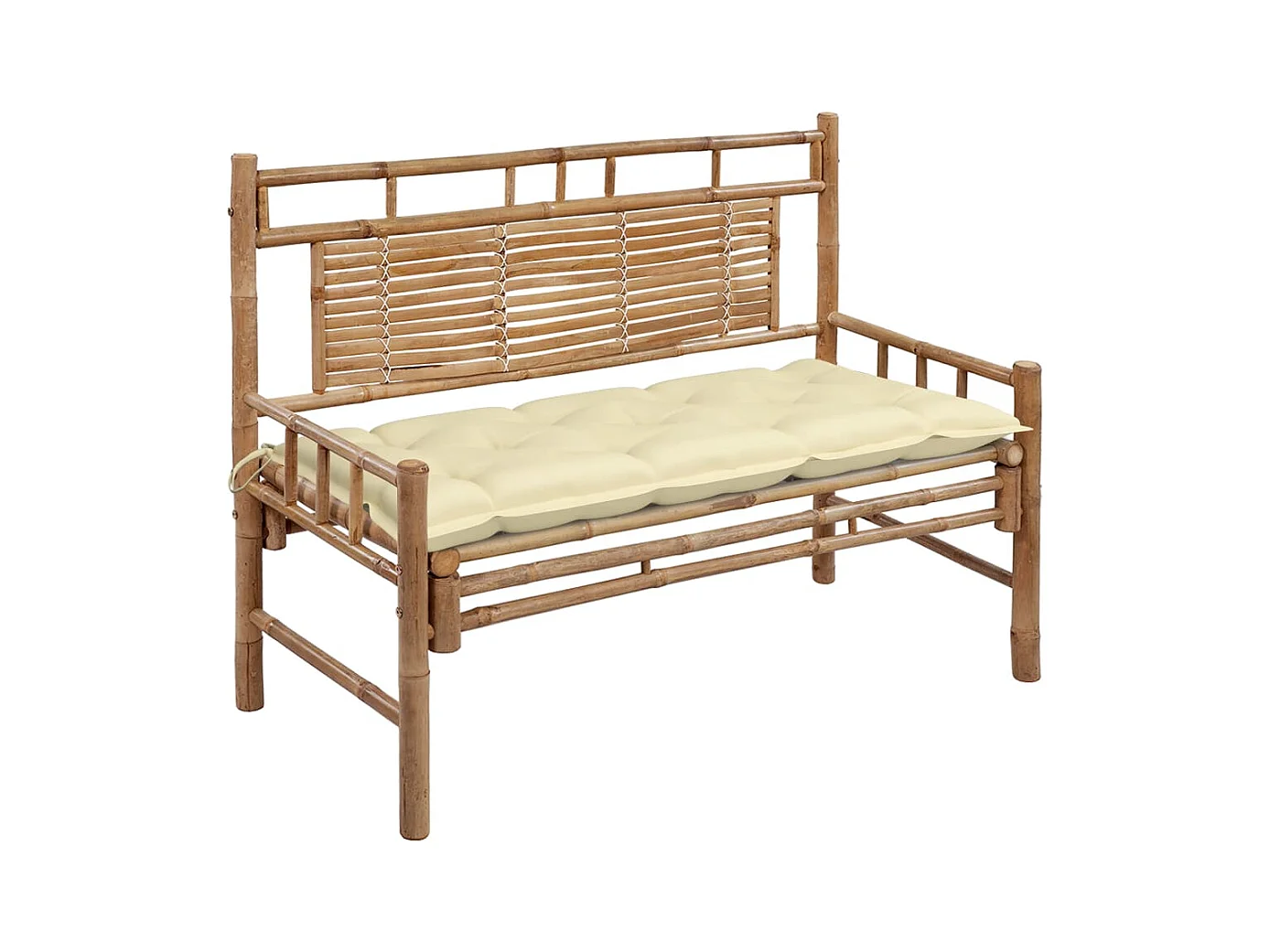 Banc de jardin avec coussin 120 cm Bambou