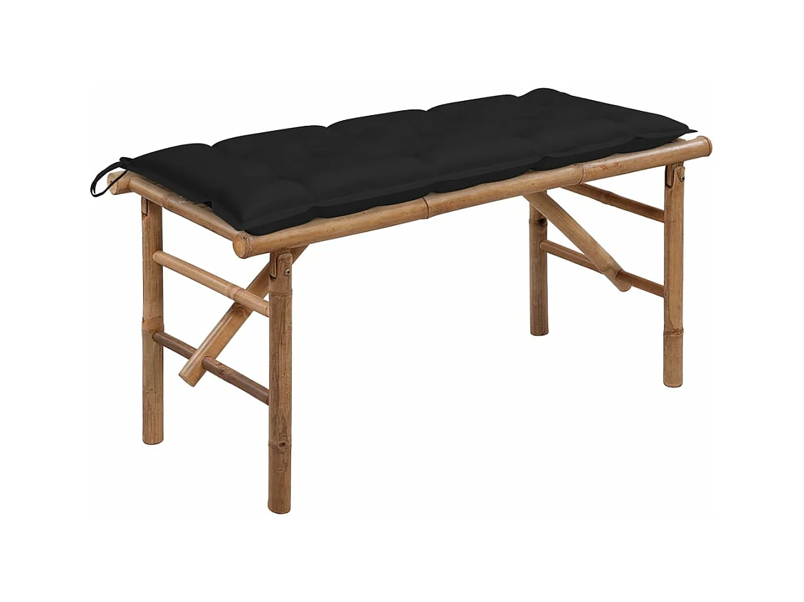 Panca da Giardino Pieghevole con Cuscino 118 cm in Bambù