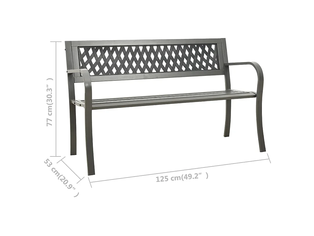 Banc de jardin 125 cm acier gris