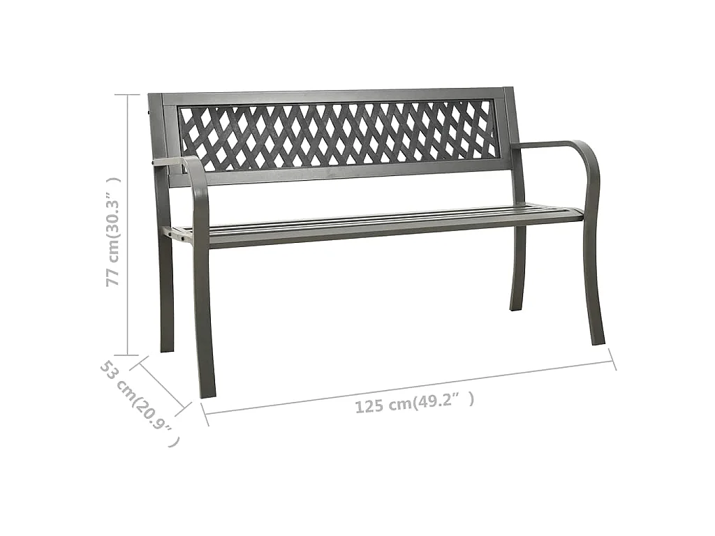 Banc de jardin 125 cm acier gris