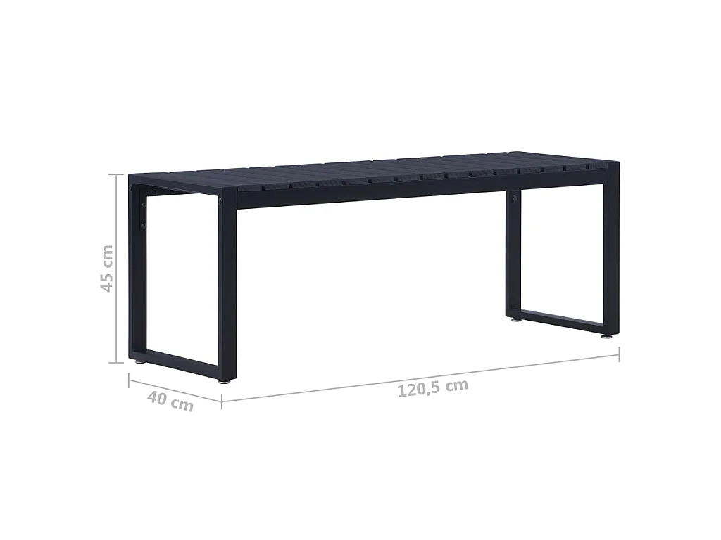 Panchina da Giardino 120,5 cm in Pannello PS Nero
