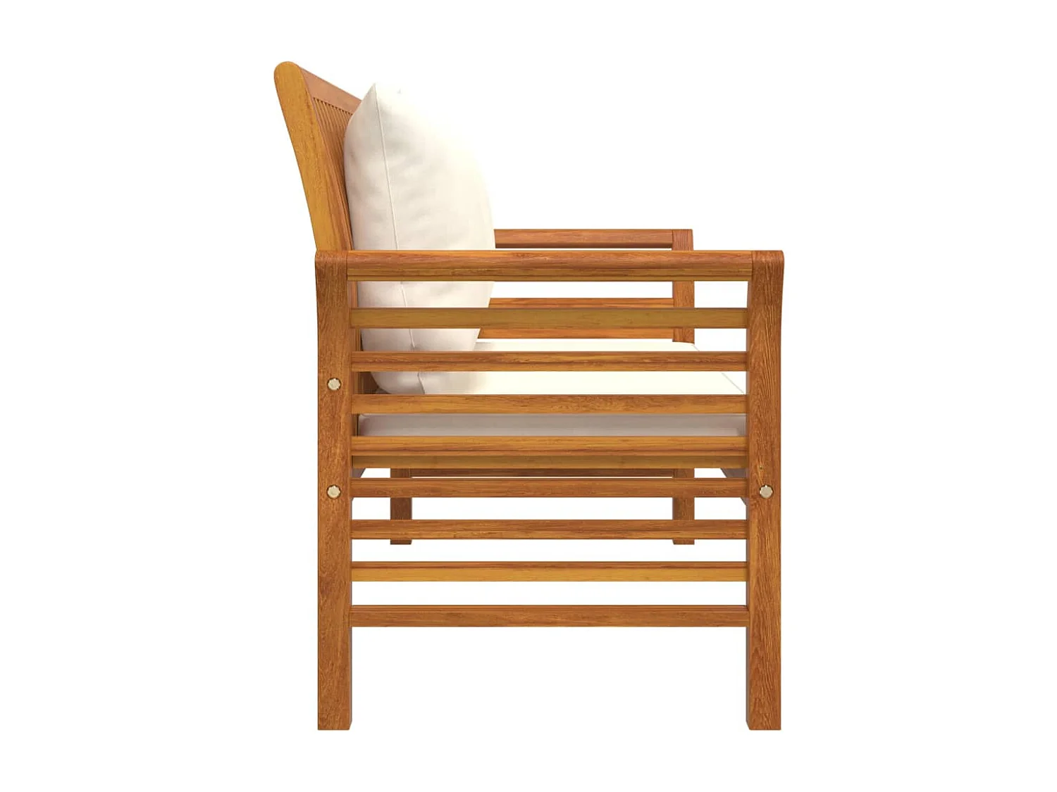 Banc canapé avec coussins Blanc crème Bois d'acacia solide