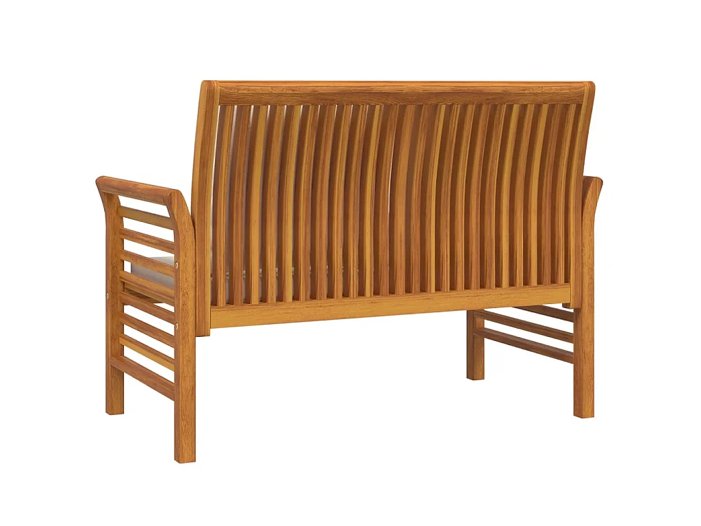 Divanetto con Cuscini Bianco Crema in Legno Massello di Acacia