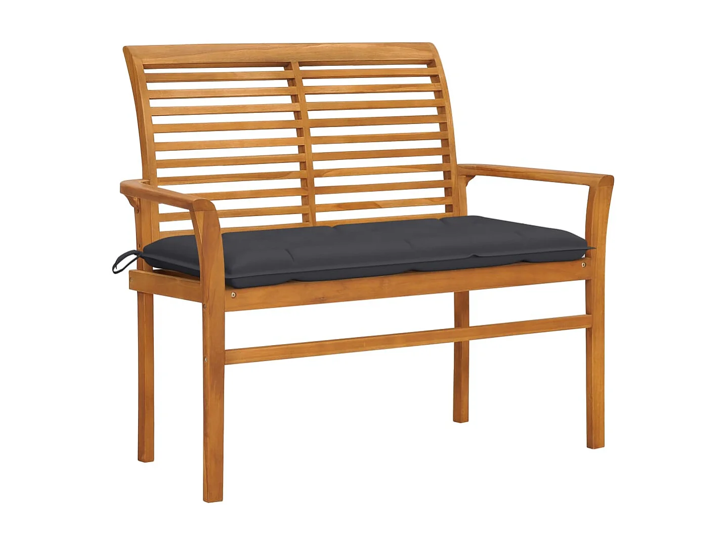 Banc de jardin et coussin anthracite 112 cm Bois de teck massif