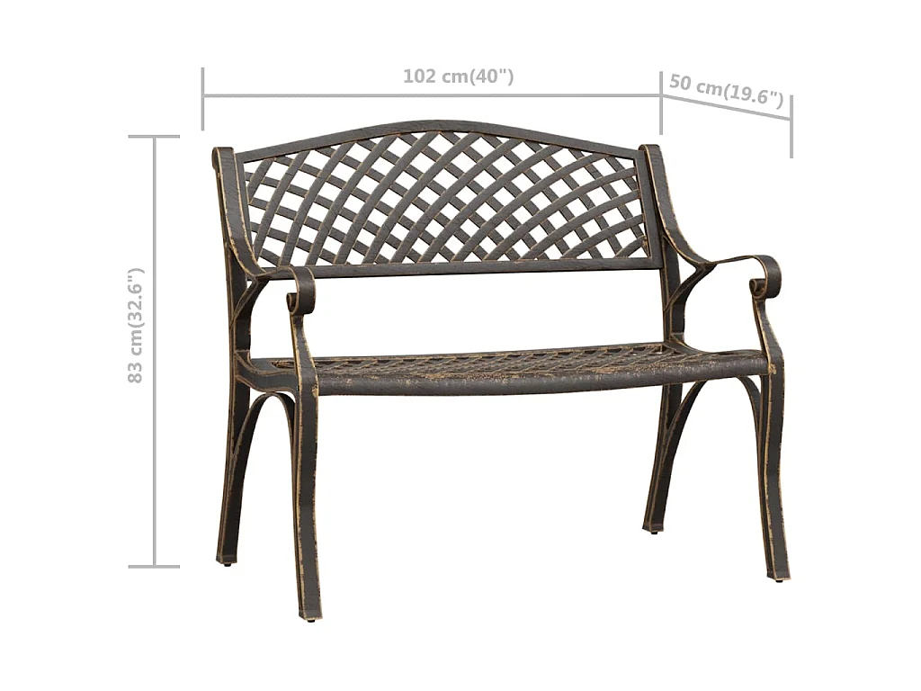 Gartenbank 102 cm Aluminiumguss Bronzen
