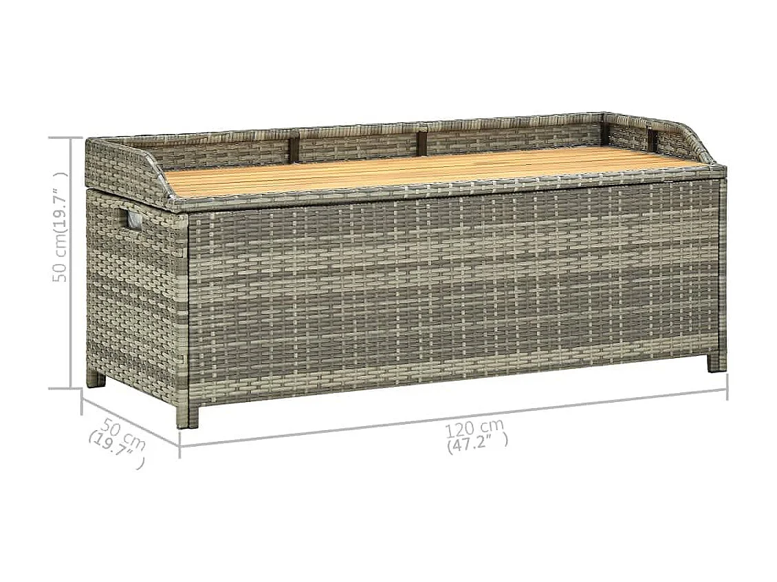 Gartenbank mit Stauraum 120 cm Poly Rattan Grau
