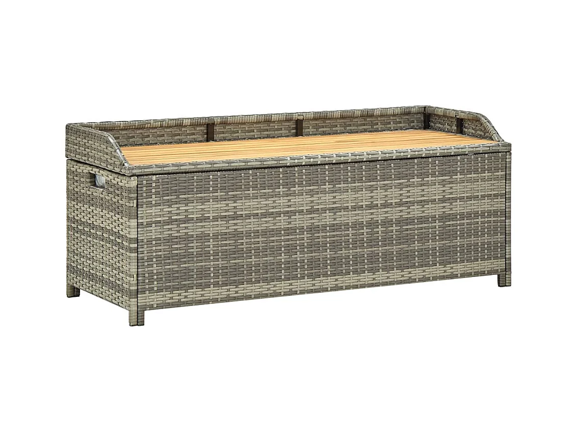 Panca da Giardino con Vano Portaoggetti 120cm Polyrattan Grigio