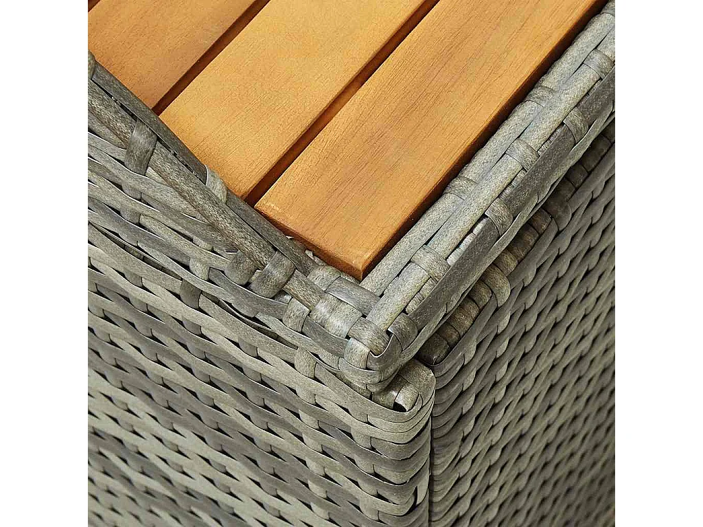Banc de rangement de jardin 120 cm Résine tressée Gris