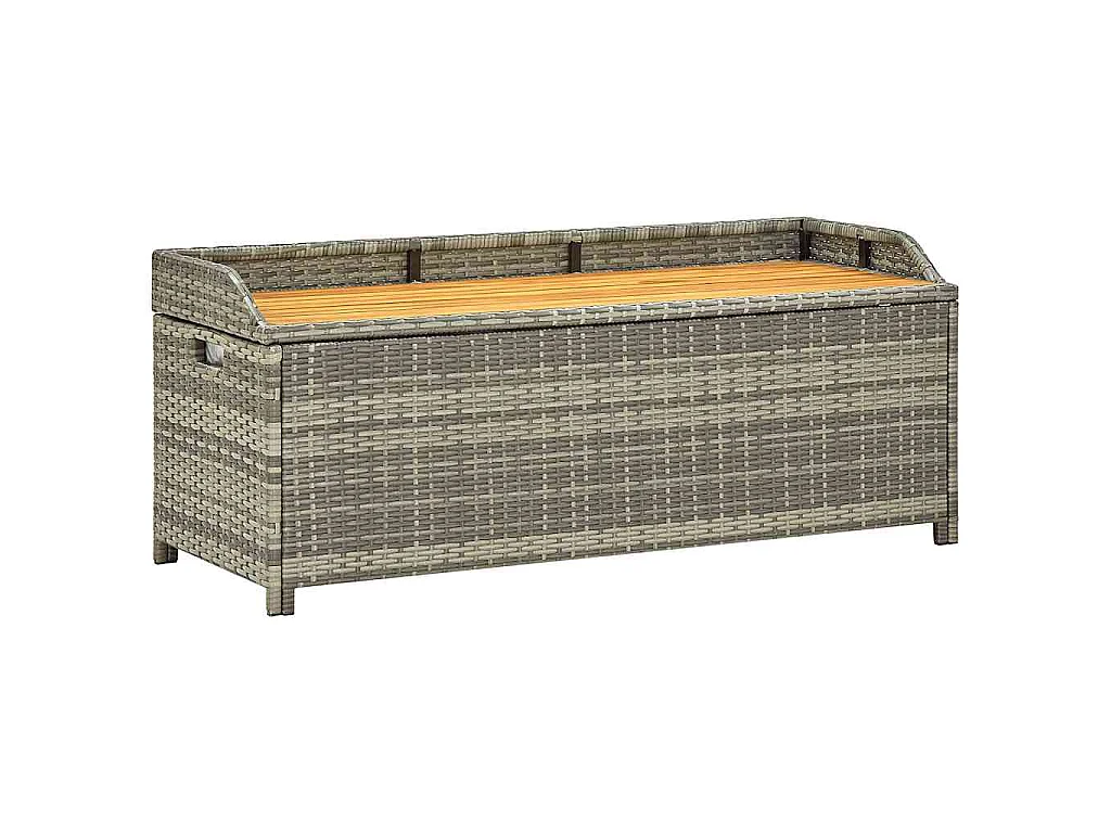 Tuinopbergbank 120 cm poly rattan grijs