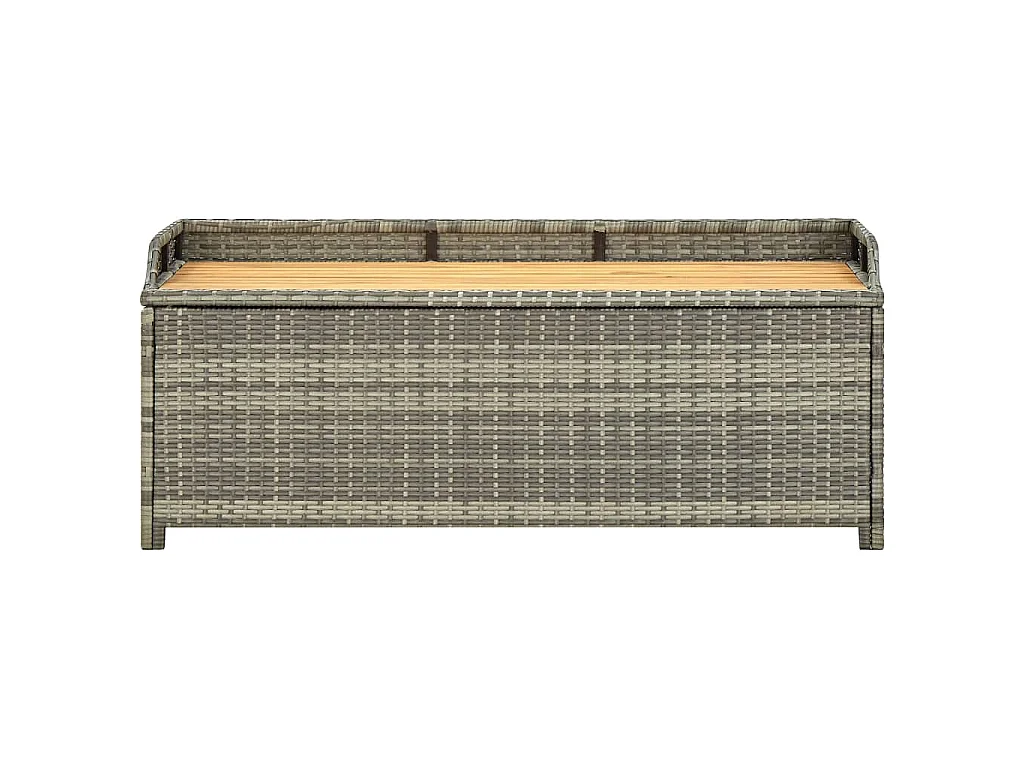 Tuinopbergbank 120 cm poly rattan grijs
