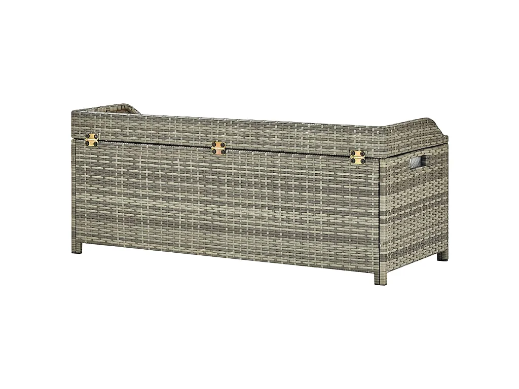 Tuinopbergbank 120 cm poly rattan grijs