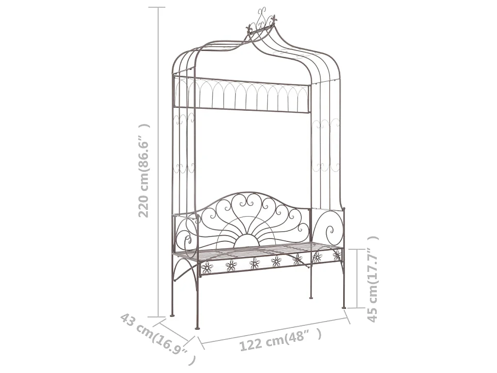 Tuinbank 122 cm ijzer antiekbruin