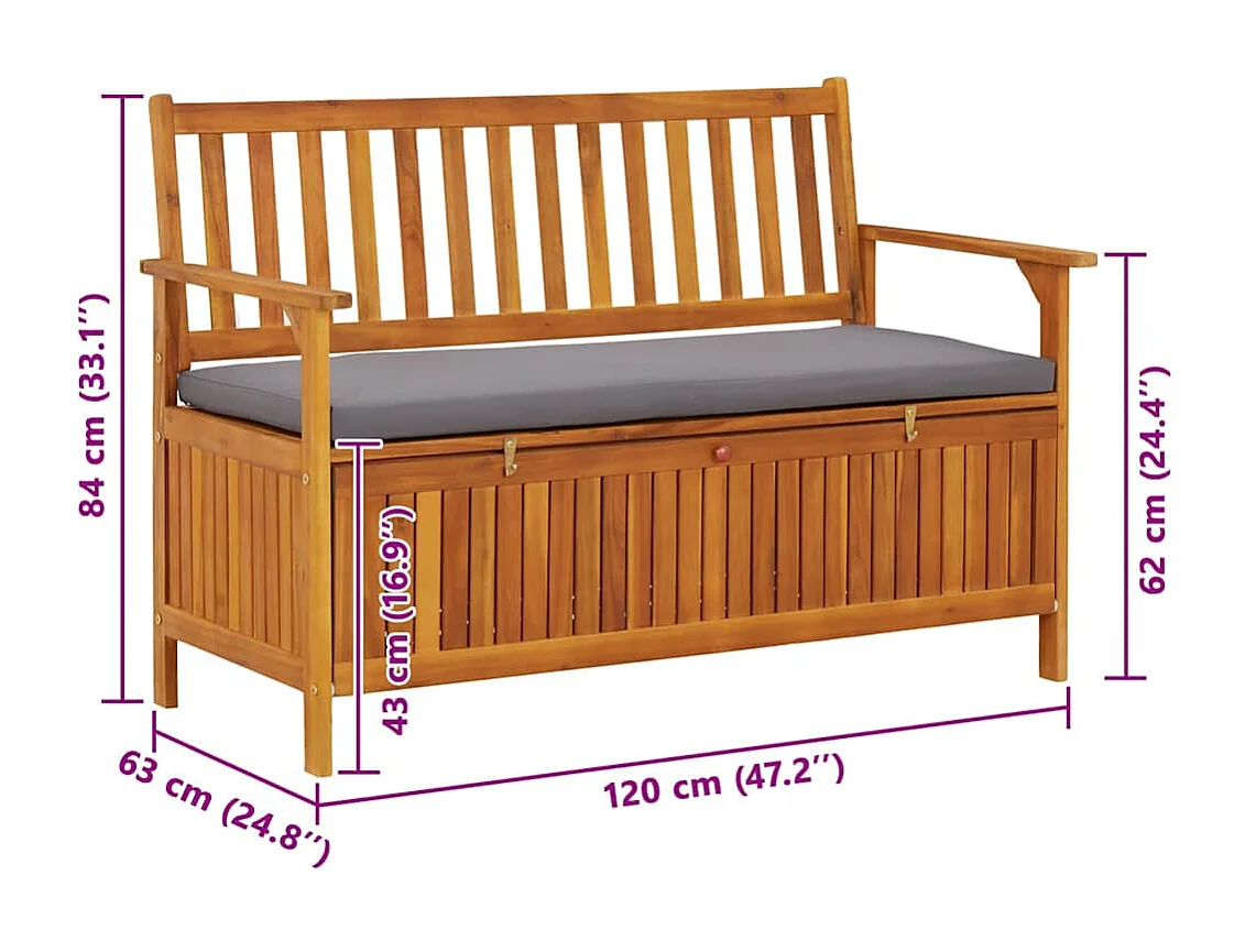 Tuinopbergbank 120 cm massief acaciahout