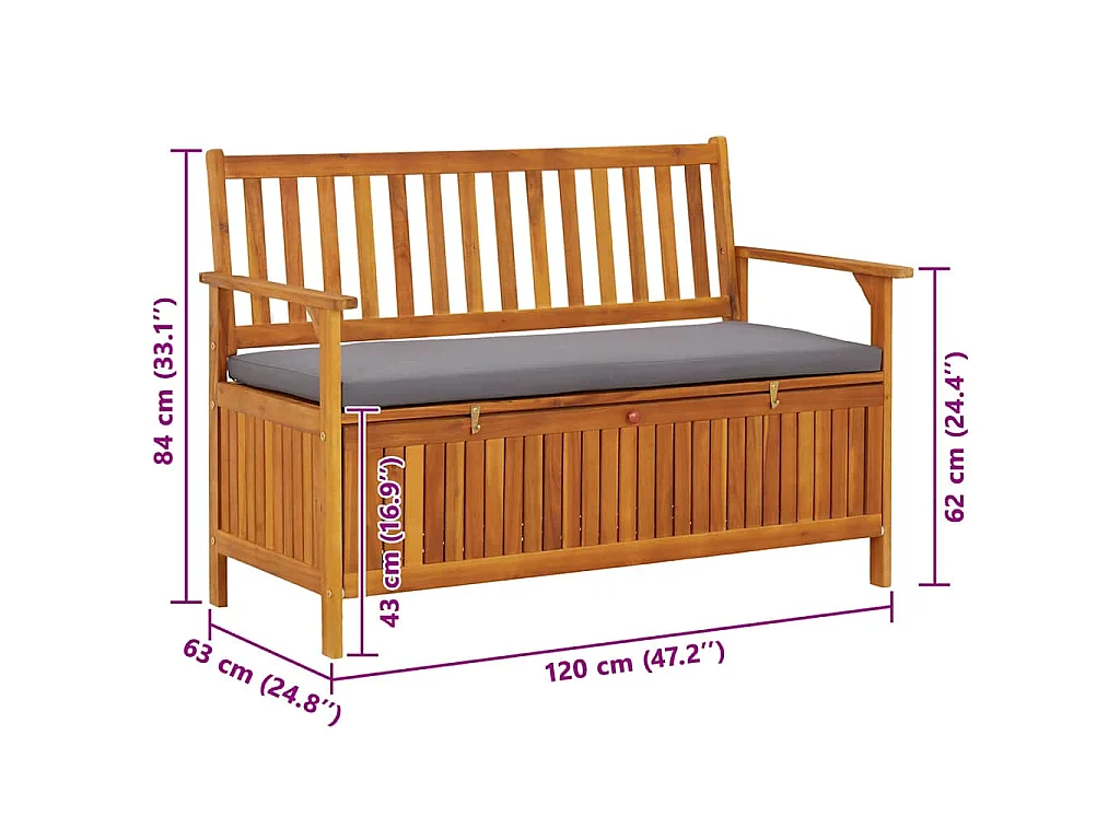 Tuinopbergbank 120 cm massief acaciahout