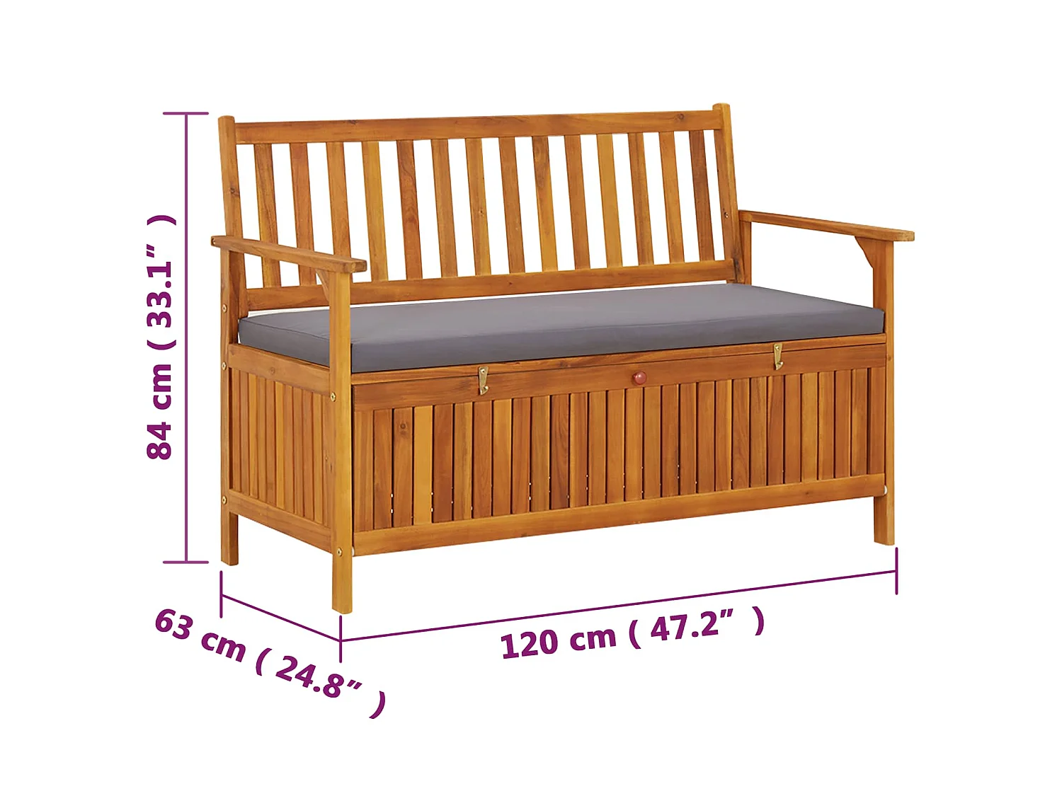 Tuinopbergbank 120 cm massief acaciahout