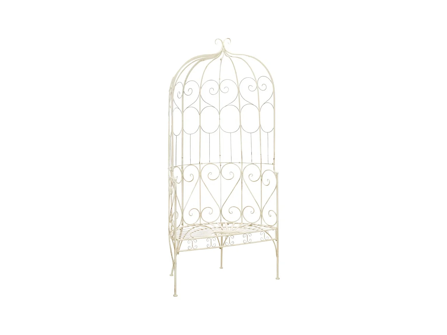 Banc de jardin 95 cm Fer Blanc antique