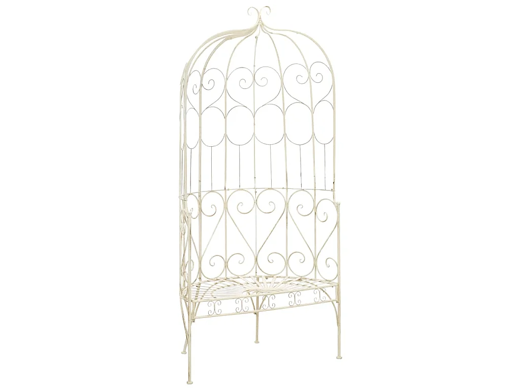 Gartenbank 95 cm Eisen Antik Weiß