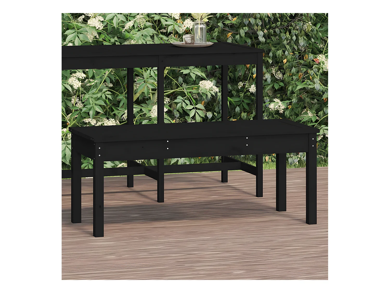 Gartenbank Schwarz 109x44x45 cm Massivholz Kiefer