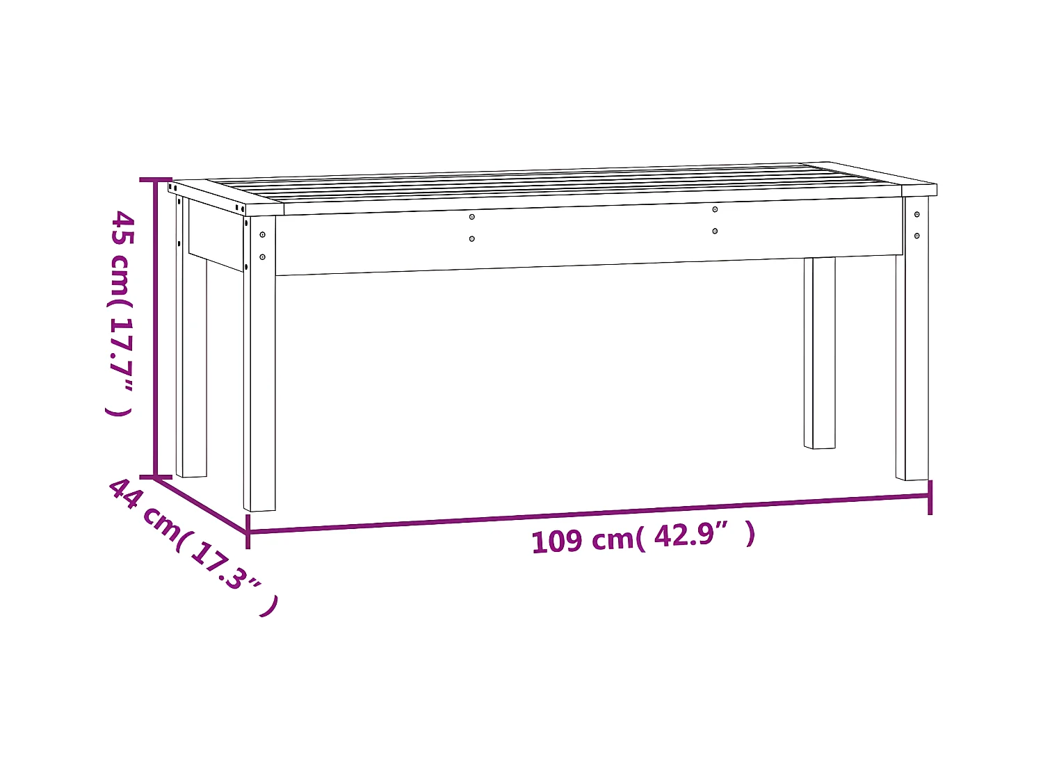 Gartenbank Schwarz 109x44x45 cm Massivholz Kiefer