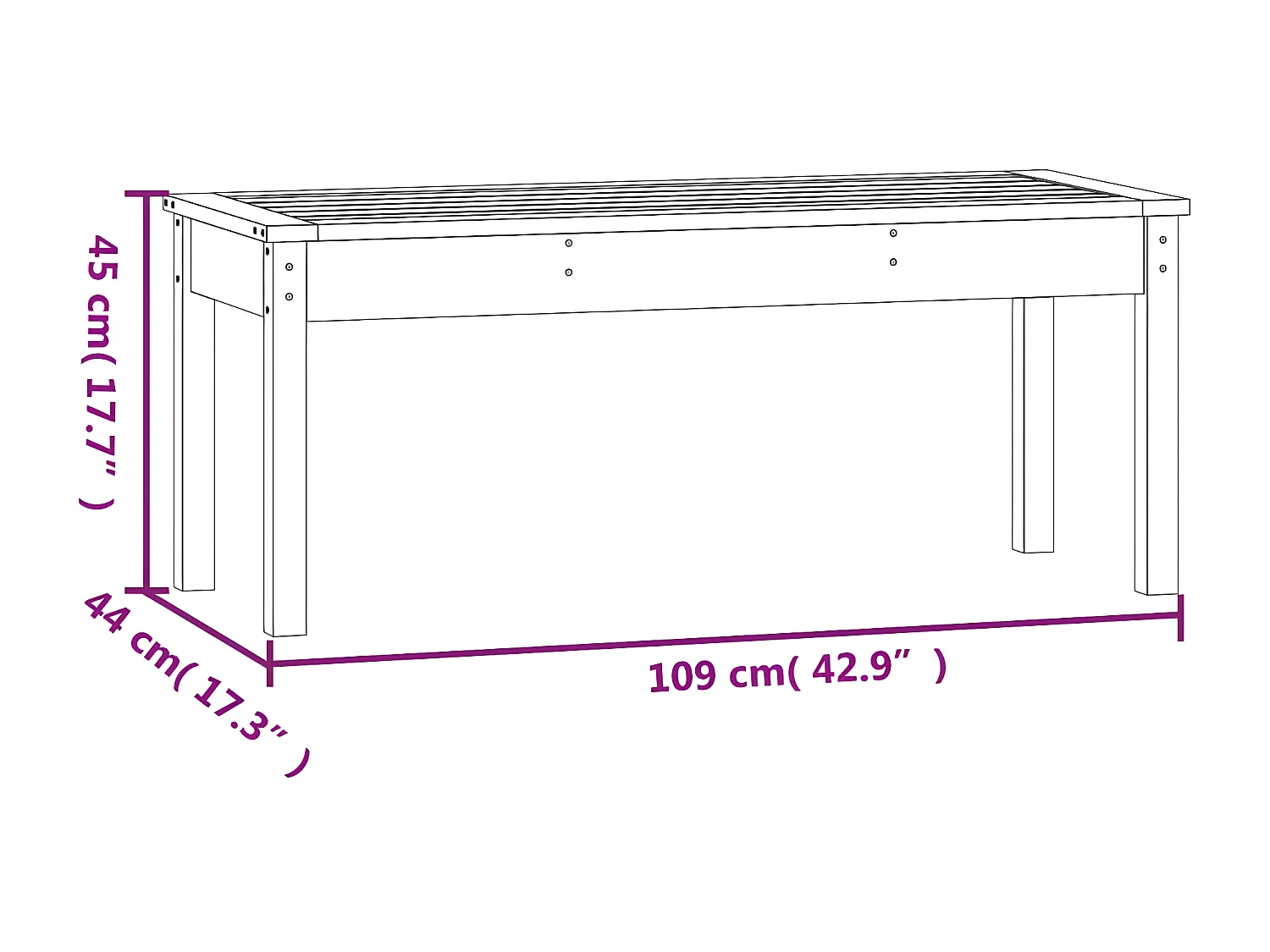 Panca da Giardino Nera 109x44x45 cm Legno Massello di Pino