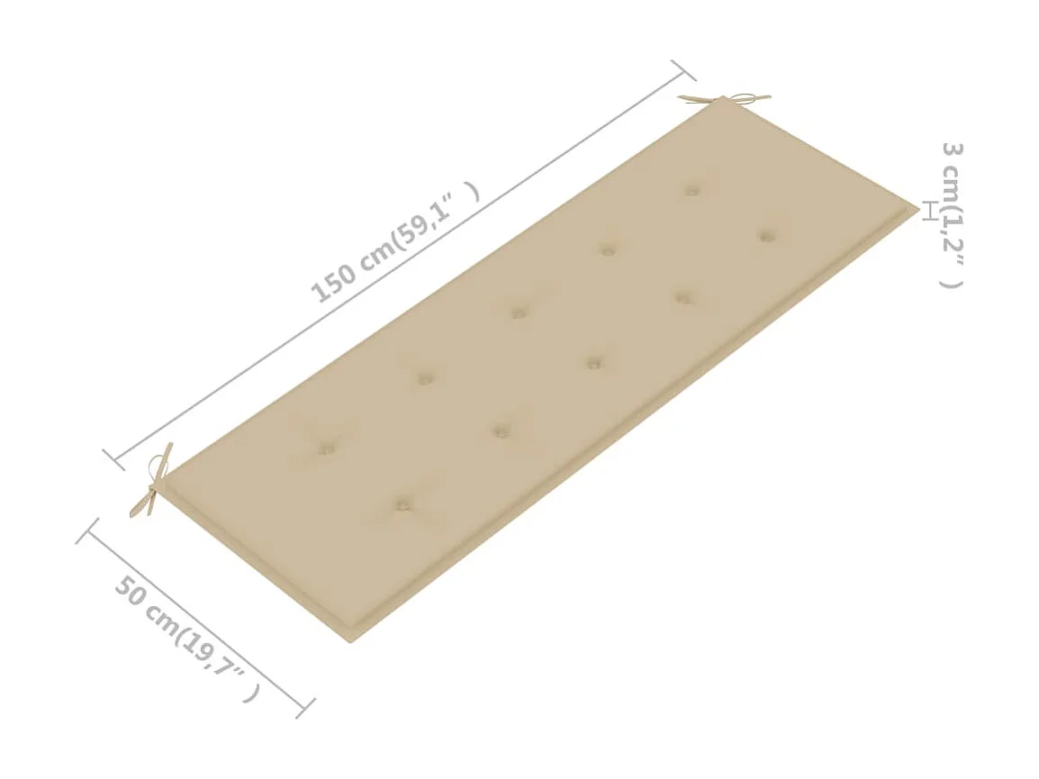 Banc de jardin avec coussin 157 cm Bois d'acacia massif