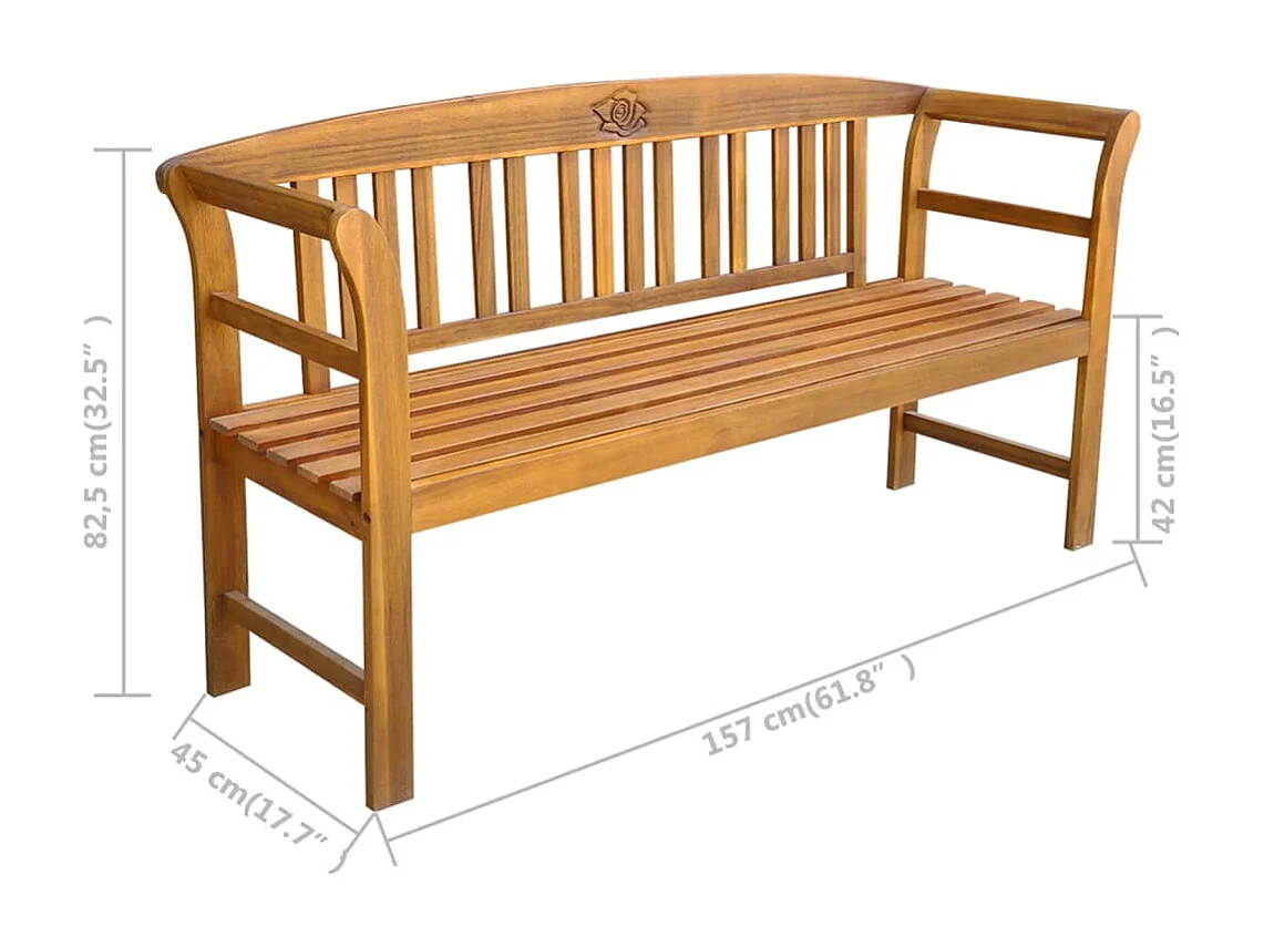 Panca da Giardino 157 cm in Legno Massello di Acacia
