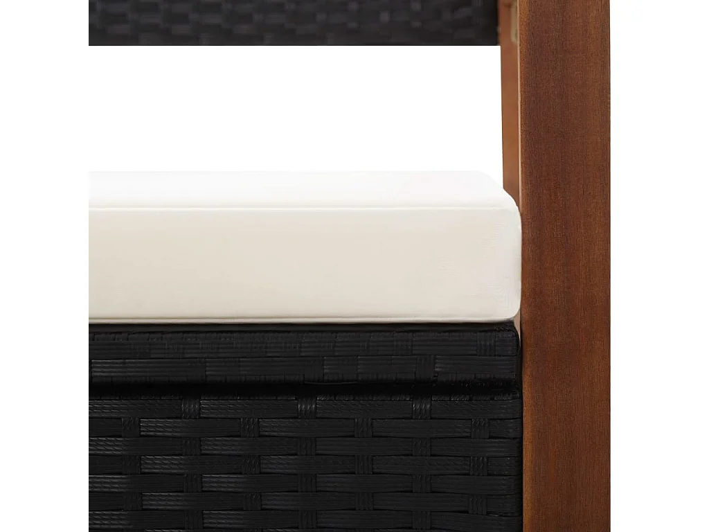 Cassapanca 115 cm in Polyrattan e Legno Massello di Acacia Nero