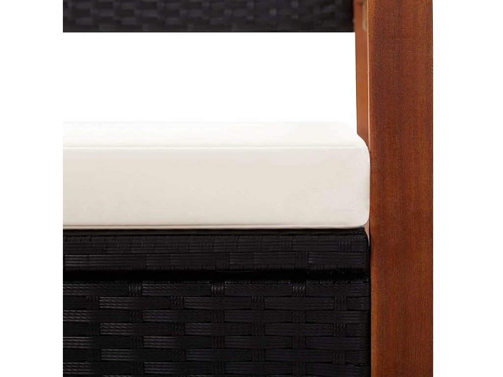 Cassapanca 115 cm in Polyrattan e Legno Massello di Acacia Nero
