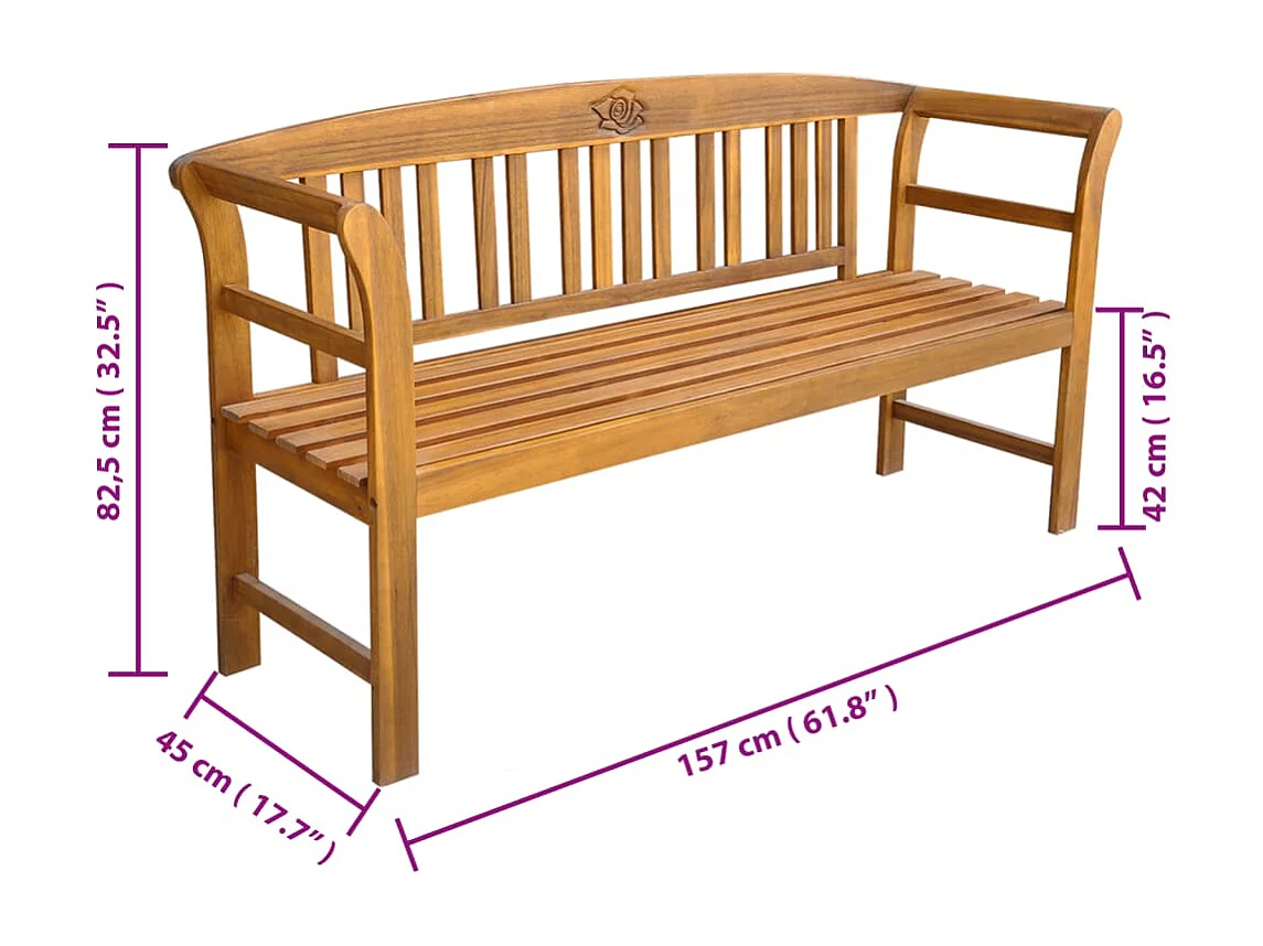 Banc de jardin avec coussin 157 cm Bois d'acacia massif