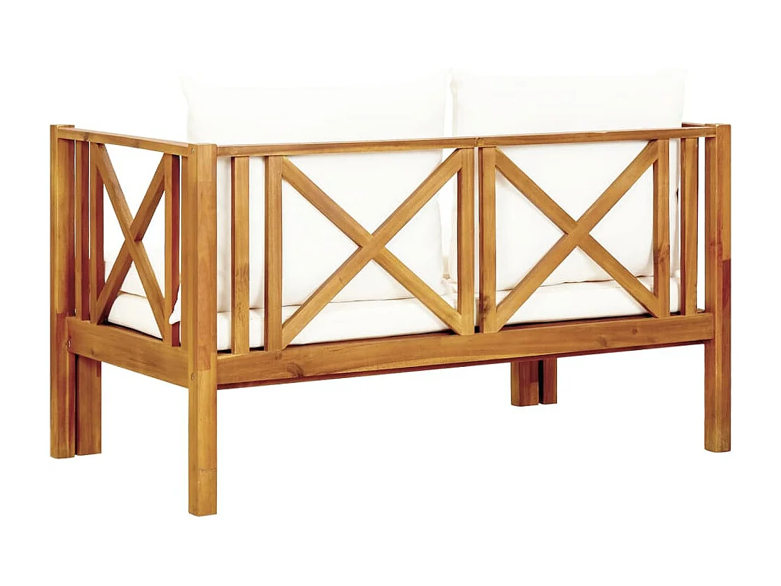 Tuinbank 2-zits met kussens 122 cm massief acaciahout