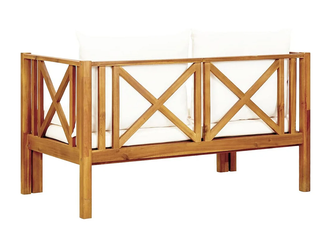 Tuinbank 2-zits met kussens 122 cm massief acaciahout