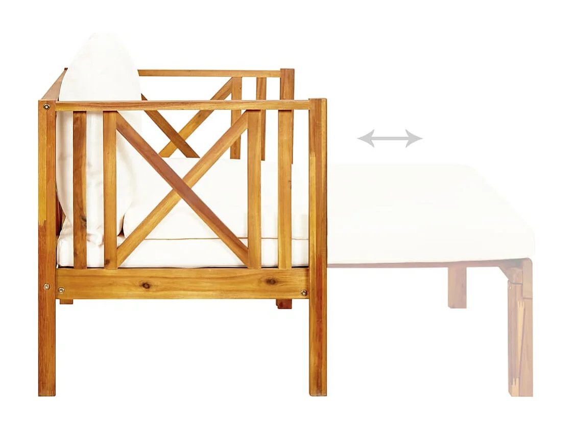 Tuinbank 2-zits met kussens 122 cm massief acaciahout