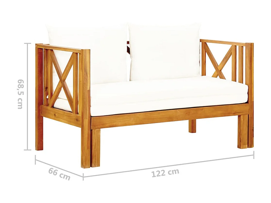 2-Sitzer-Gartenbank mit Kissen 122 cm Massivholz Akazie