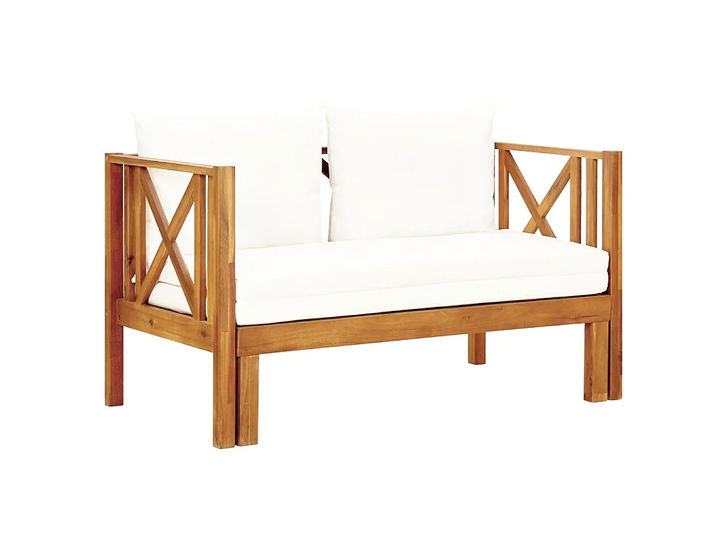 2-Sitzer-Gartenbank mit Kissen 122 cm Massivholz Akazie
