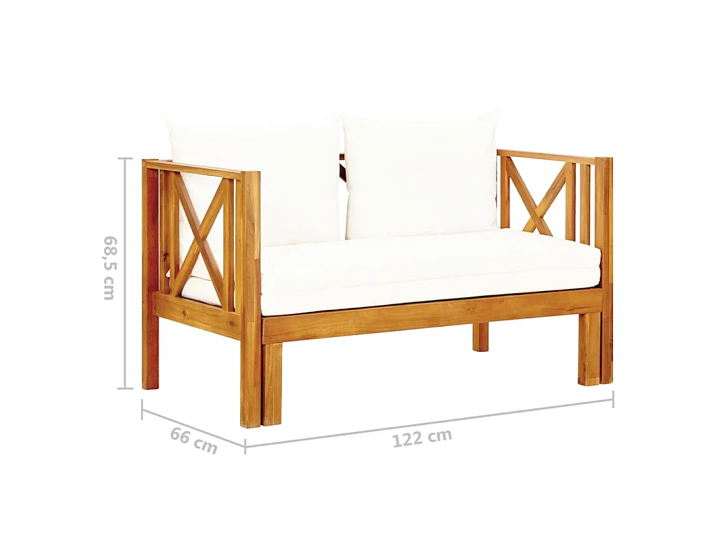 2-Sitzer-Gartenbank mit Kissen 122 cm Massivholz Akazie