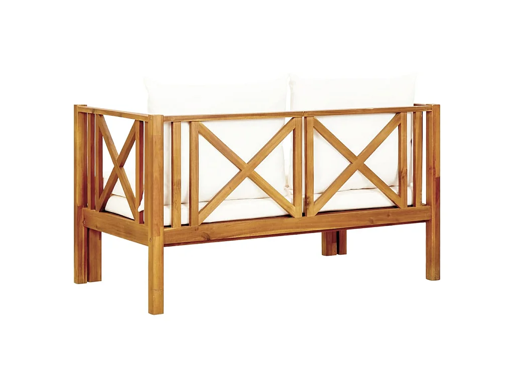 2-Sitzer-Gartenbank mit Kissen 122 cm Massivholz Akazie
