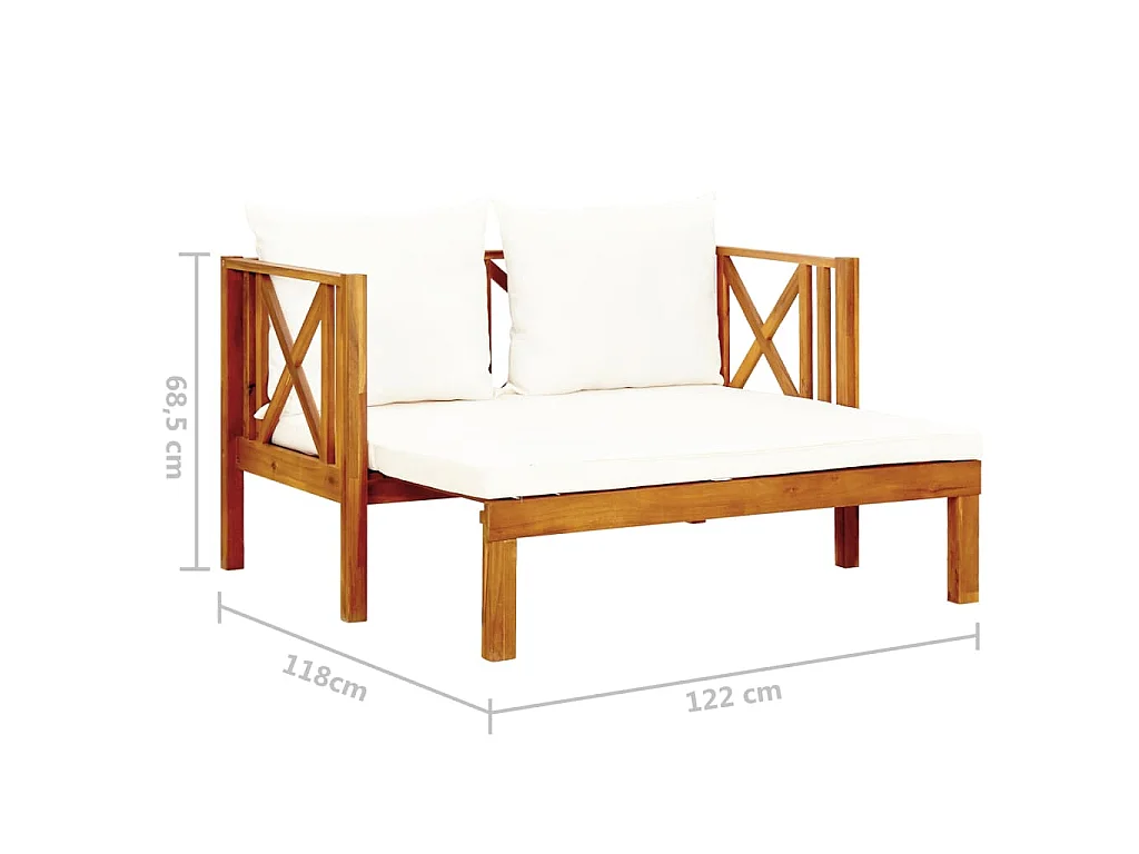 2-Sitzer-Gartenbank mit Kissen 122 cm Massivholz Akazie