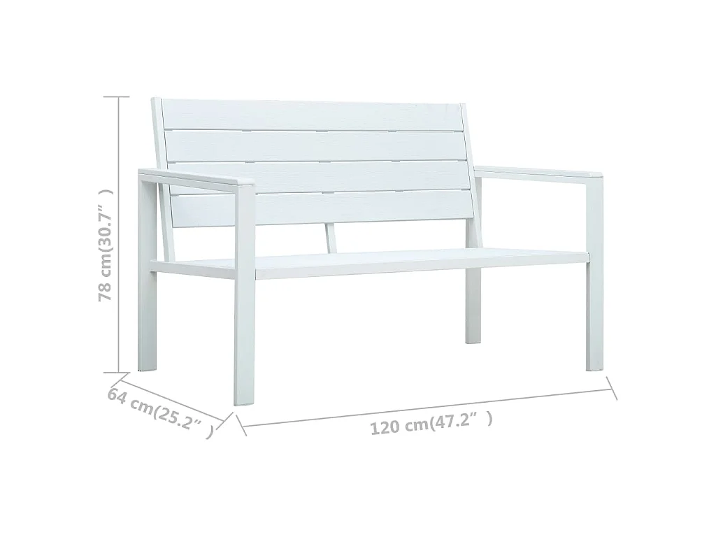 Tuinbank hout-look 120 cm HDPE wit