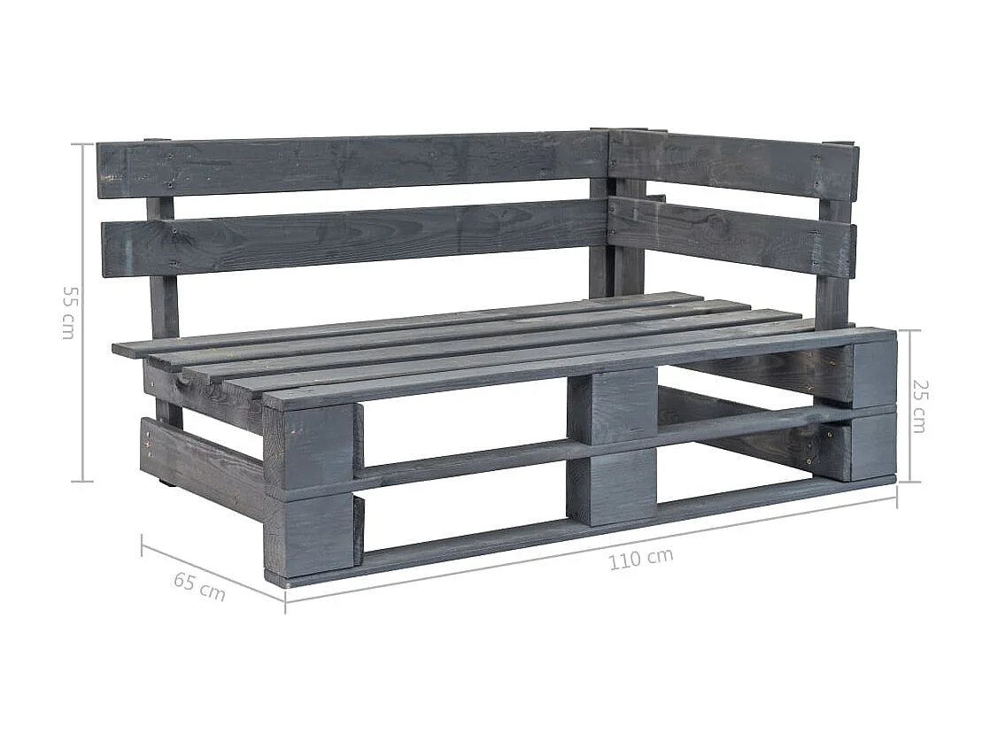 Tuinhoekbank pallet hout grijs