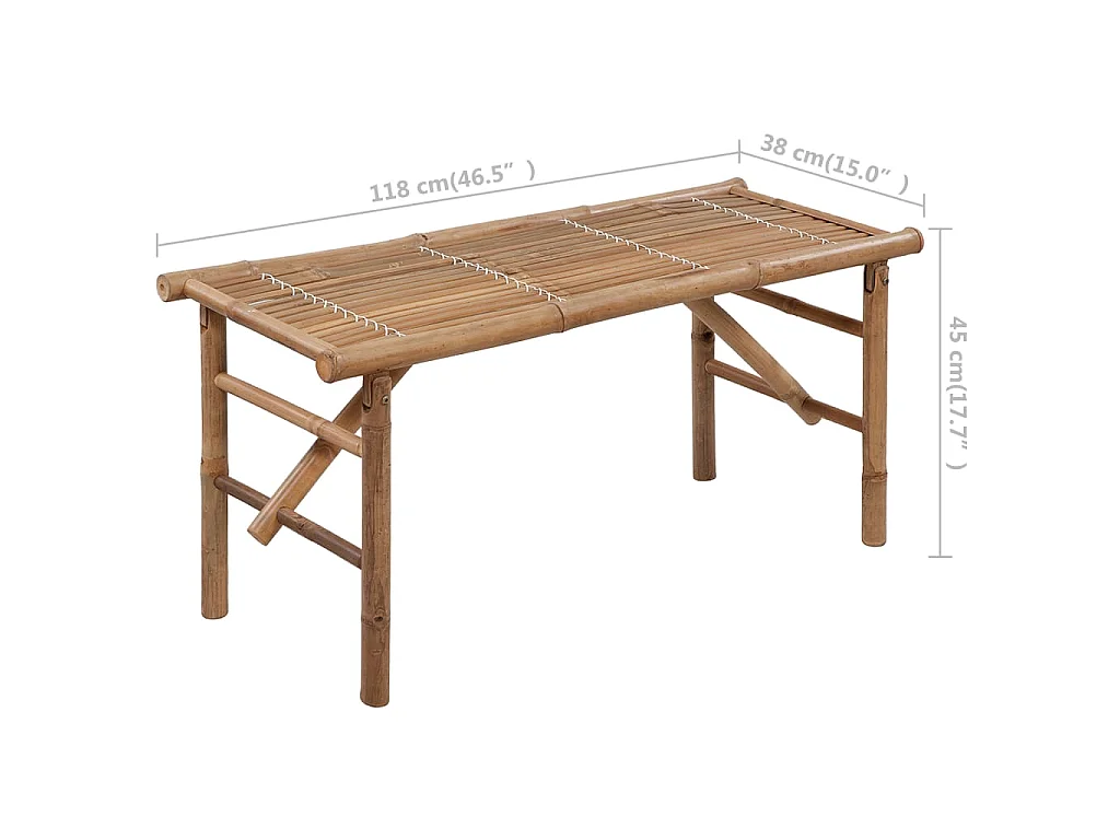 Panca da Giardino Pieghevole con Cuscino 118 cm in Bambù