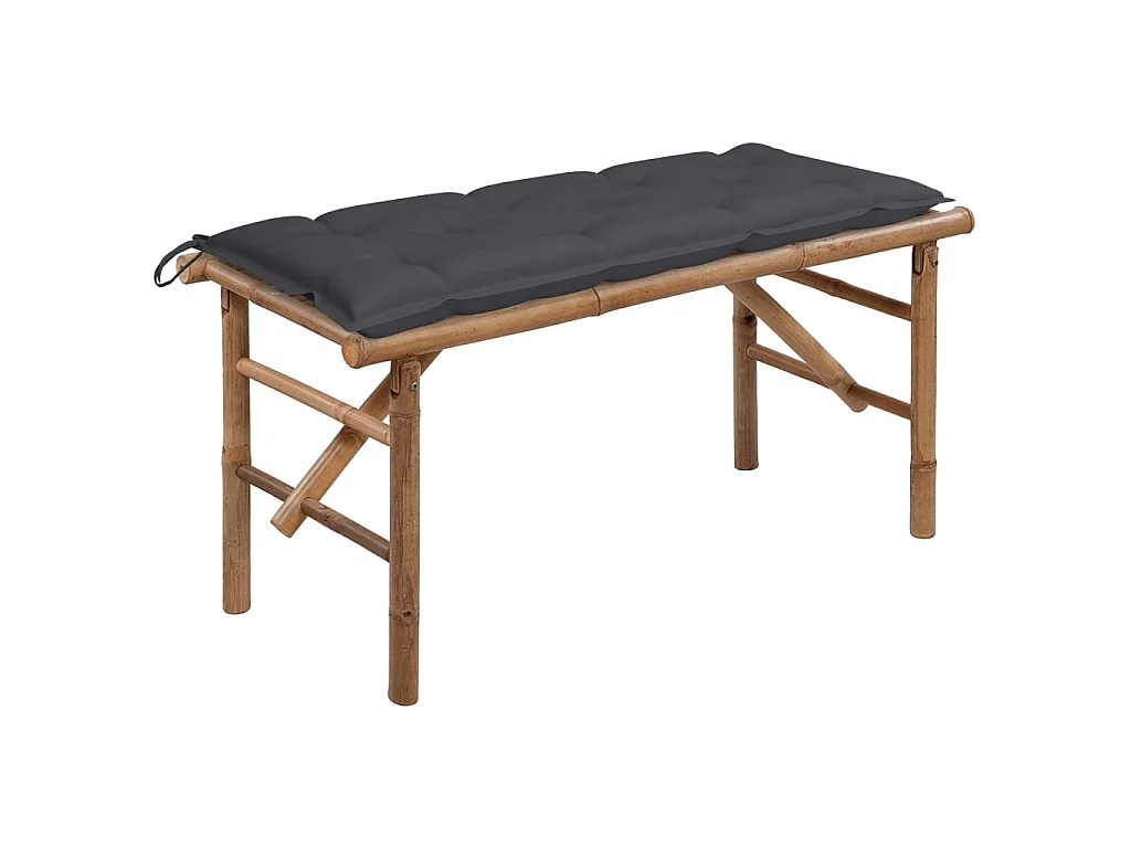 Panca da Giardino Pieghevole con Cuscino 118 cm in Bambù
