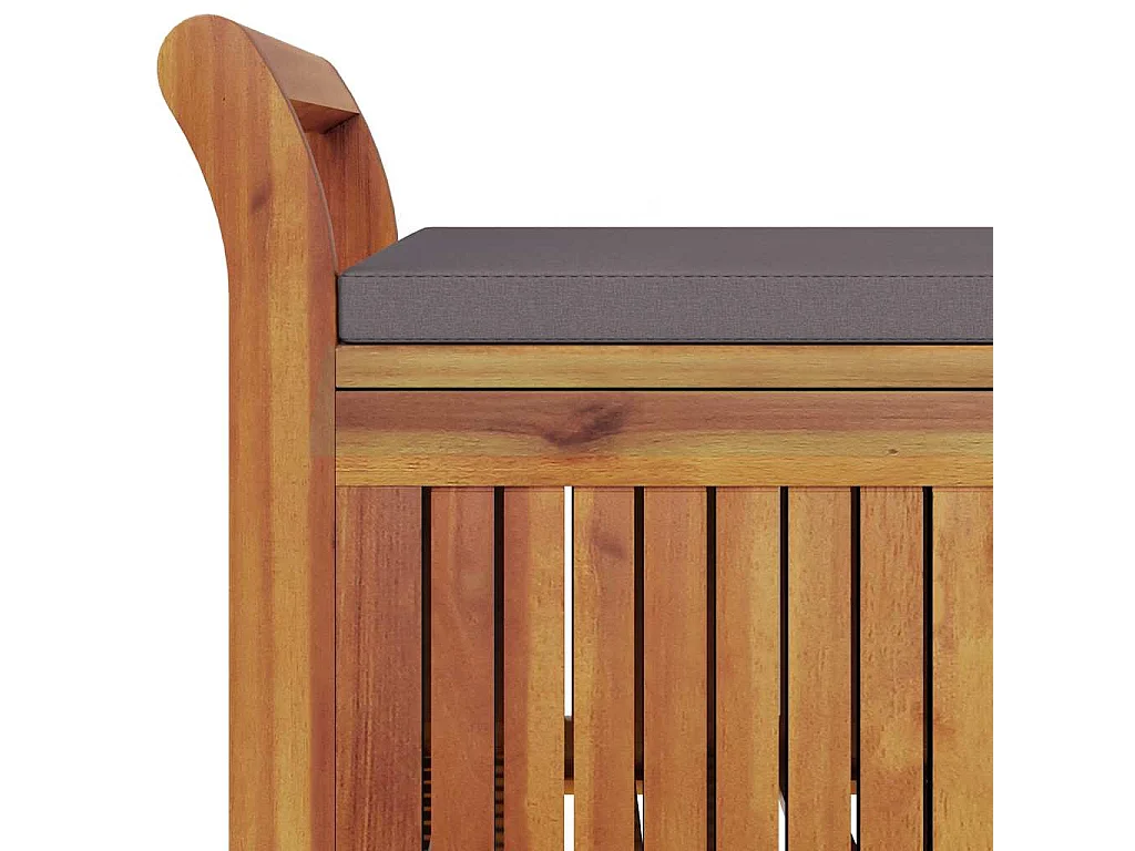 Banco almacenaje jardín con cojín madera maciza de acacia 126cm
