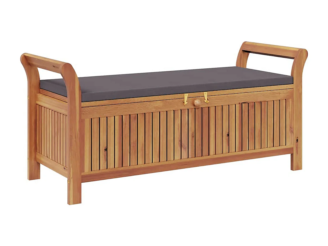 Banc de rangement de jardin avec coussin 126 cm Bois d'acacia