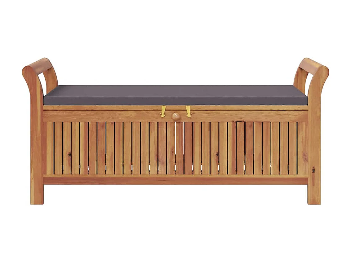 Banc de rangement de jardin avec coussin 126 cm Bois d'acacia