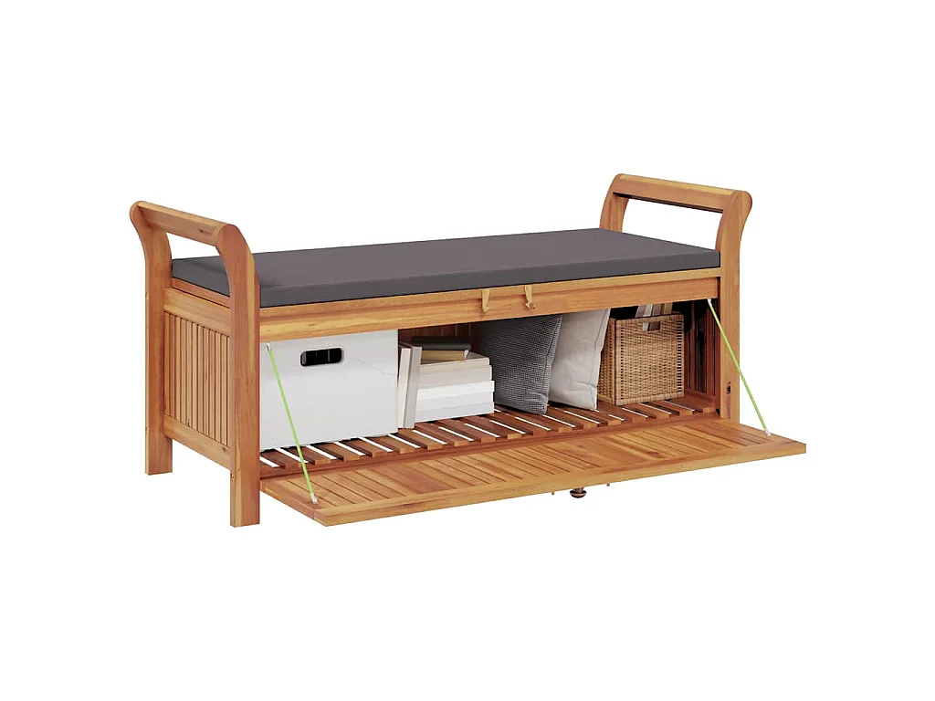 Banc de rangement de jardin avec coussin 126 cm Bois d'acacia