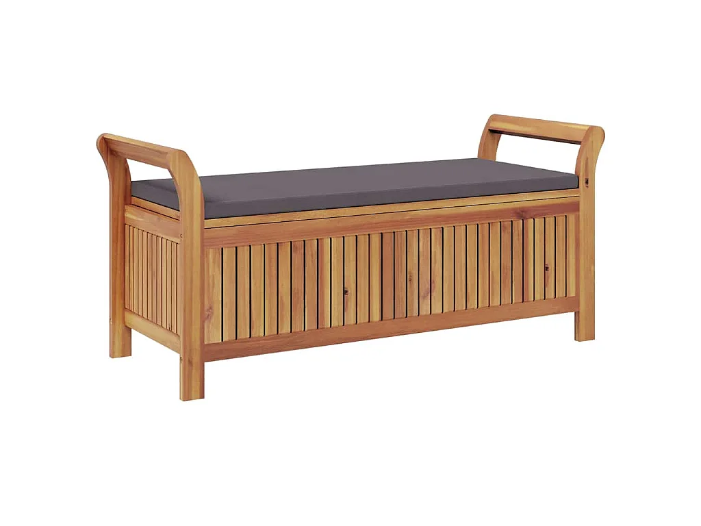 Banc de rangement de jardin avec coussin 126 cm Bois d'acacia