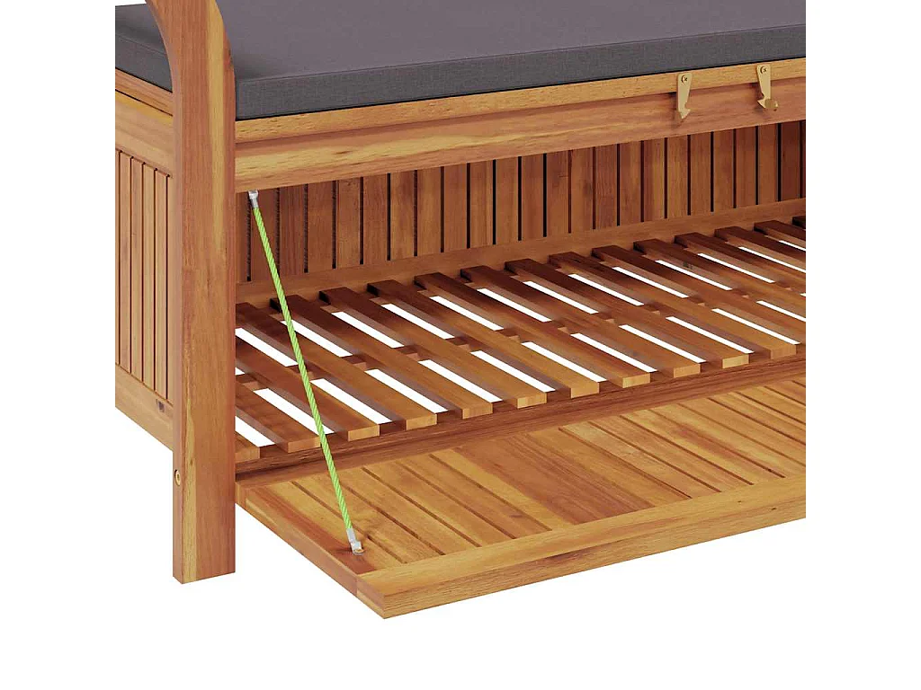Panca Portaoggetti Giardino Cuscino 126cm Legno Massello Acacia